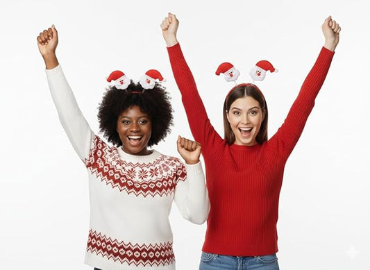 labreeze Christmas Santa Head Bopper Headbands – Festive Party Accessory, Set of 2