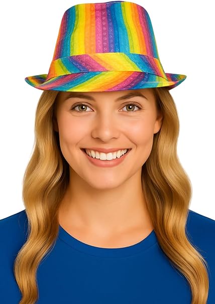 labreeze Rainbow Sequin Trilby Party Hat for Women – Sparkly Fancy Dress Accessory for Festivals, Pride, Disco, Hen Parties, Dance & Costume Events