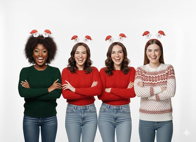 labreeze Christmas Santa Head Bopper Headbands – Wobbling Santa Topper, Holiday Party Accessory, Set of 4