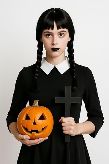 Scary Daughter Wig for Women – Long Black Halloween Hairpiece – Horror Fancy Dress Costume Accessory for Adults – Creepy Character Wig for Spooky Parties & Cosplay