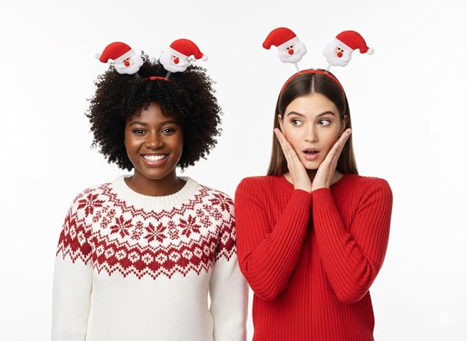 labreeze Christmas Santa Head Bopper Headbands – Festive Party Accessory, Set of 2