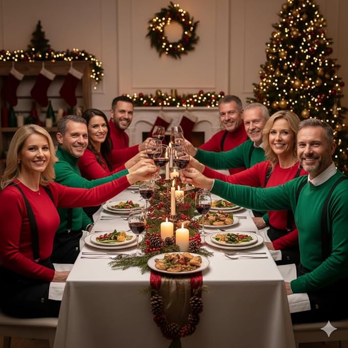 labreeze Pack of 10 Black Sequin Braces – Sparkly Adjustable Suspenders for Christmas