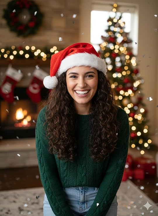 labreeze Deluxe Adult Santa Hat – Red & White Plush Classic Christmas Style