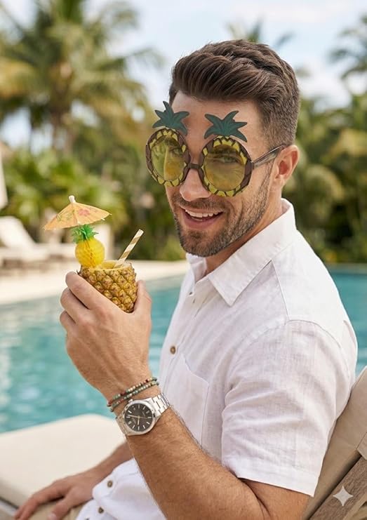 labreeze Pineapple Glasses with Yellow Lenses – Novelty Sunglasses for Summer Parties & Festivals
