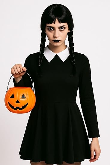 Scary Daughter Wig for Women – Long Black Halloween Hairpiece – Horror Fancy Dress Costume Accessory for Adults – Creepy Character Wig for Spooky Parties & Cosplay