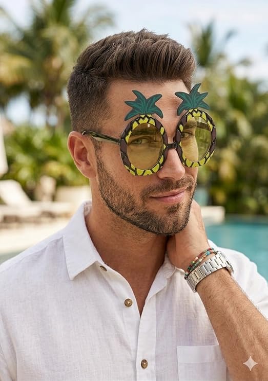 labreeze Pineapple Glasses with Yellow Lenses – Novelty Sunglasses for Summer Parties & Festivals