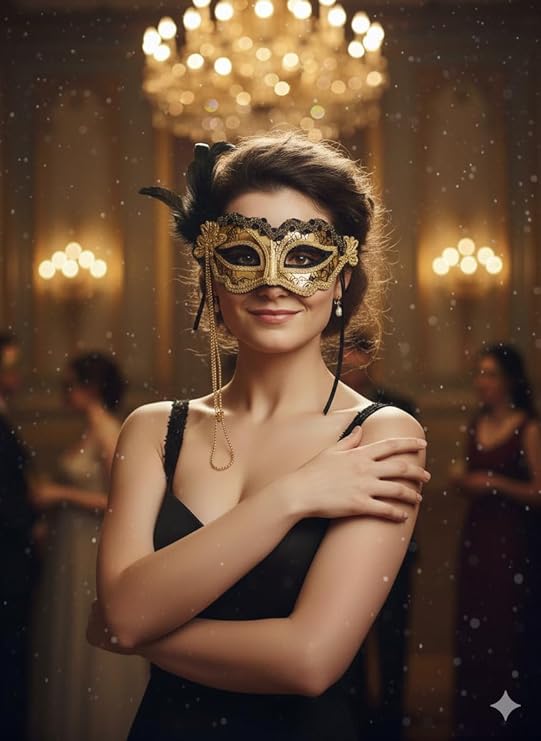 labreeze Black Metallic Masquerade Mask with Feather – Elegant Venetian Style Party Accessory