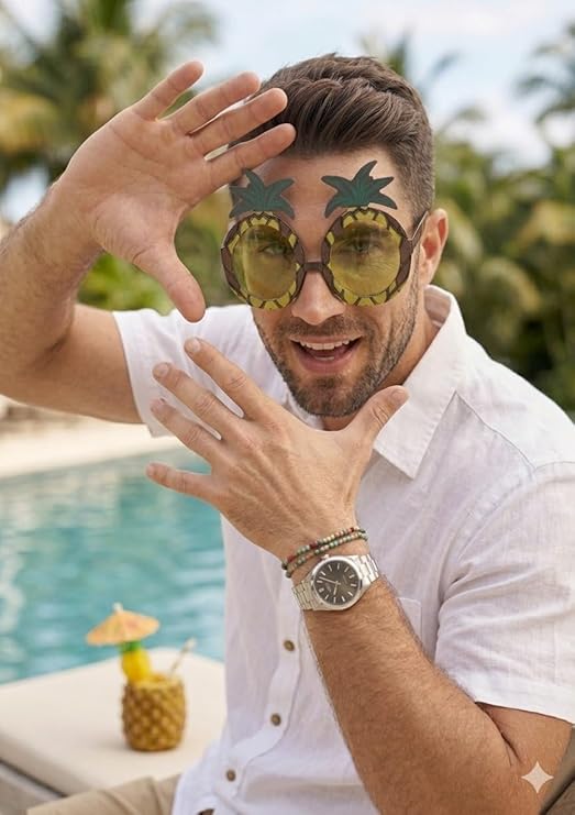 labreeze Pineapple Glasses with Yellow Lenses – Novelty Sunglasses for Summer Parties & Festivals