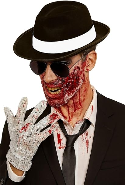 labreeze Halloween Gangster Costume Accessories Set – Al Capone Hat, Aviator Glasses, Sequin Glove & Fake Blood Tube – Men’s Fancy Dress Kit for Parties & Cosplay