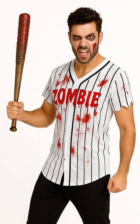 labreeze Halloween Barbed Wire Baseball Bat (74.5 cm) – Bloody Zombie Apocalypse Horror Prop Weapon – Realistic Plastic Fancy Dress Accessory for Adults & Cosplay