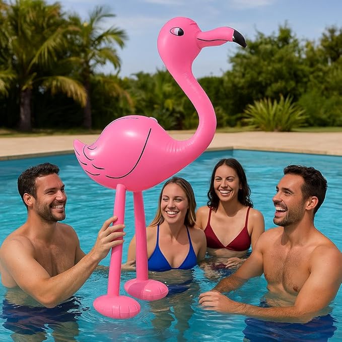 Inflatable Pink Flamingo 64cm – Blow Up Bird Toy for Luau, Summer Parties, Pool Decor & Kids Jungle Safari Theme – Fun Tropical Prop - Labreeze Ltd