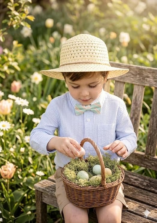 labreeze Children's Easter Bonnet – Yellow Woven Straw Style Fancy Dress Hat for Kids - Labreeze Ltd