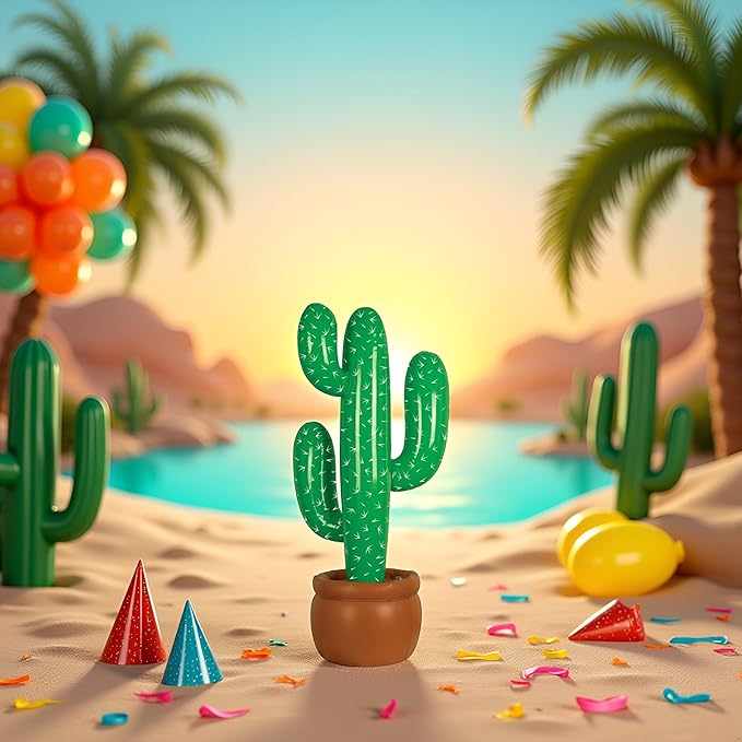 labreeze Inflatable Cactus (86cm) – Blow-Up Western Party Decoration for Cowboy Theme, Fiesta, Luau, Summer BBQ & Photo Booth Props