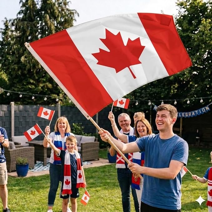 Canada Flag 5ft x 3ft – Canadian Polyester National Flag with Metal Eyelets & Double Stitched Seams - Labreeze Ltd