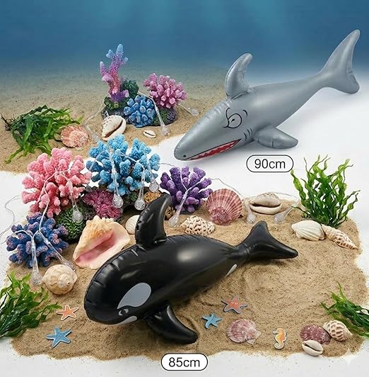 labreeze Inflatable Shark and Whale Set – 2 Pack Ocean Animal Toys (90cm Shark & 85cm Whale) - Labreeze Ltd