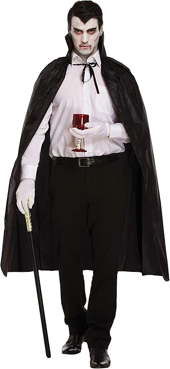 HENBRANDT Premium Black Halloween Cape – Adult Vampire Dracula Costume Accessory – Gothic Full-Length Fancy Dress Cloak for Halloween, Cosplay & Theatrical Performances (One Size)