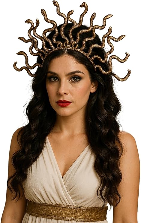 Labreeze Set of 6 Gold Greek Gorgon Snake Headbands – 40x28 cm Medusa-Inspired Fancy Dress Costume Accessories for Mythology, Halloween & Cosplay