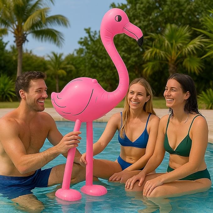 Inflatable Pink Flamingo 64cm – Blow Up Bird Toy for Luau, Summer Parties, Pool Decor & Kids Jungle Safari Theme – Fun Tropical Prop - Labreeze Ltd