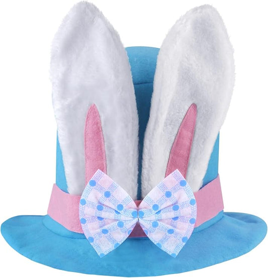 labreeze Kids Easter Bunny Top Hat – Blue with White Plush Ears & Pink Bow - Labreeze Ltd