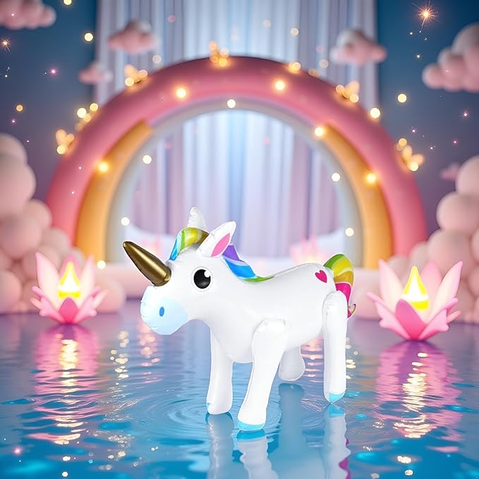 Inflatable Unicorn Toy (53 x 35cm) – Party Prop for Kids, Paddling Pools, Unicorn-Themed Birthday Celebrations, Photo Booth Fun & Indoor/Outdoor Decorations