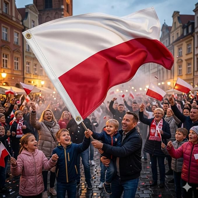 Poland Flag 5ft x 3ft – Polish Polyester National Flag with Metal Eyelets & Double Stitched Seams - Labreeze Ltd