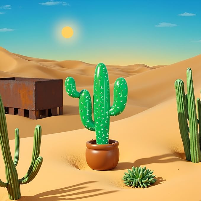 labreeze Inflatable Cactus (86cm) – Blow-Up Western Party Decoration for Cowboy Theme, Fiesta, Luau, Summer BBQ & Photo Booth Props