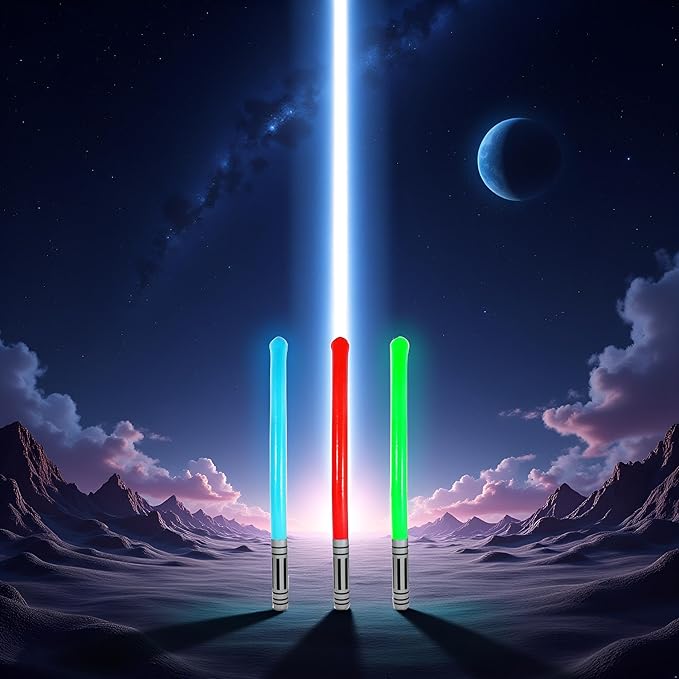 Inflatable Light Stick (90cm) – 3 Assorted Colours (Red, Blue, Green) – Space-Themed Fancy Dress Accessory, Kids Party Prop, Galaxy Defender Toy, Cosplay & Festival Fun
