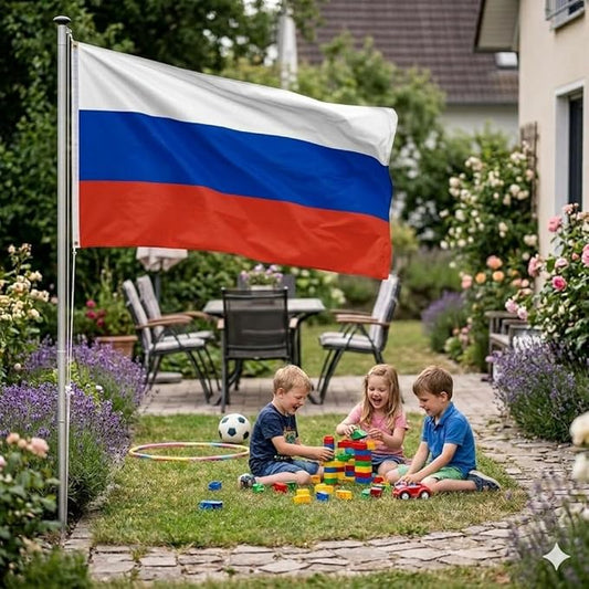 labreeze Russia Flag 5ft x 3ft – White Blue Red Tricolour Polyester Flag with Metal Eyelets - Labreeze Ltd
