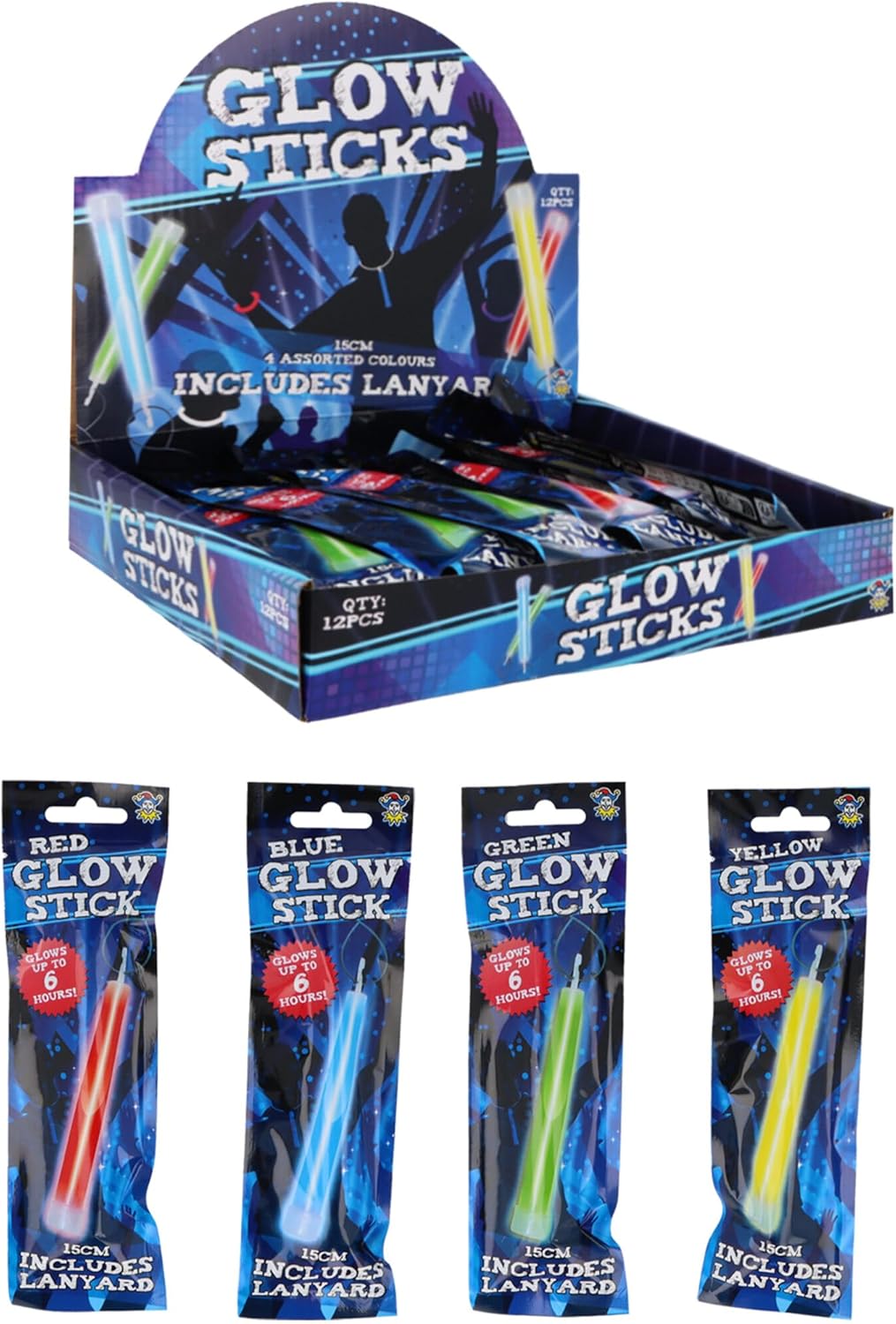 Pack of 48 Glow Sticks 15cm with Lanyards – Assorted Neon Colours – Party Bag Fillers, Raves, Festivals, Camping & Glow Accessories for Kids & Adults
