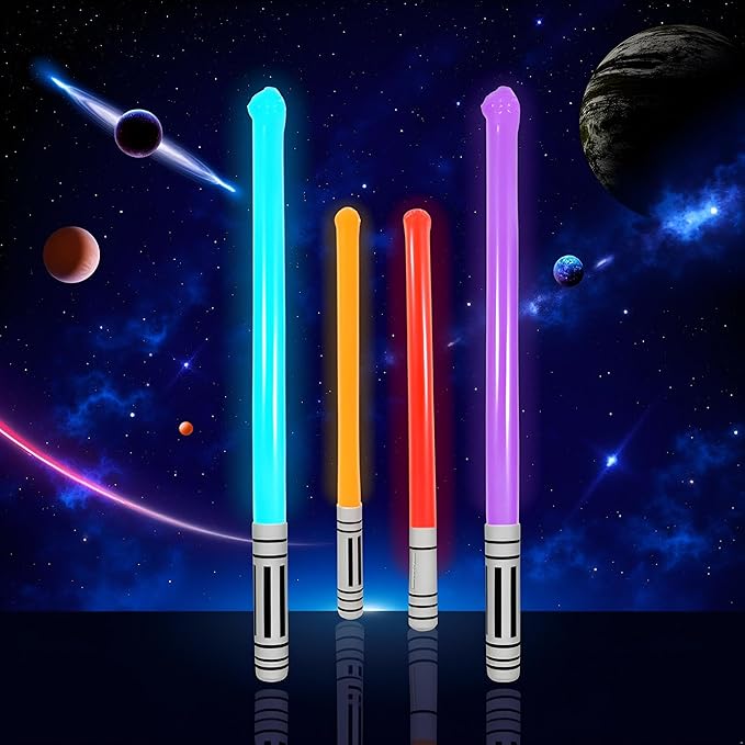 Inflatable Light Stick (90cm) – 3 Assorted Colours (Red, Blue, Green) – Space-Themed Fancy Dress Accessory, Kids Party Prop, Galaxy Defender Toy, Cosplay & Festival Fun