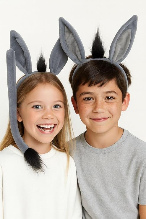 labreeze Kids’ Donkey Costume Set – Donkey Ears & Tail Fancy Dress Accessory Kit for Halloween, Cosplay, Stage, Parties & Themed Events