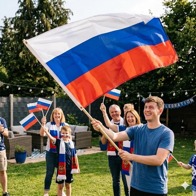 labreeze Russia Flag 5ft x 3ft – White Blue Red Tricolour Polyester Flag with Metal Eyelets - Labreeze Ltd