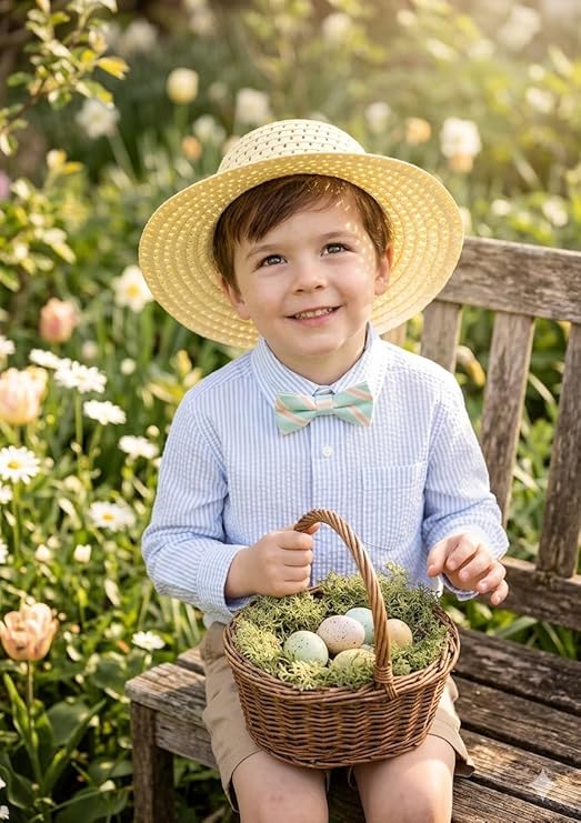 labreeze Children's Easter Bonnet – Yellow Woven Straw Style Fancy Dress Hat for Kids - Labreeze Ltd