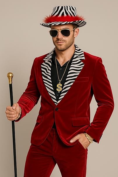 labreeze Pimp Fancy Dress Accessory Set – 3-Piece Cane with Top, Dollar Sign Necklace (11cm), Bling Bracelet (31cm) & Retro Sunglasses – Costume Kit for Parties, Halloween & Themed Events