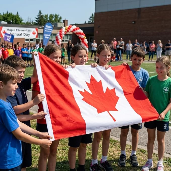 Canada Flag 5ft x 3ft – Canadian Polyester National Flag with Metal Eyelets & Double Stitched Seams - Labreeze Ltd