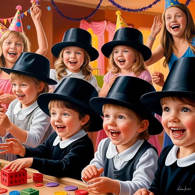 labreeze Kids Black Satin Top Hat | Classic Formal Hat for Dress-Up & Costumes