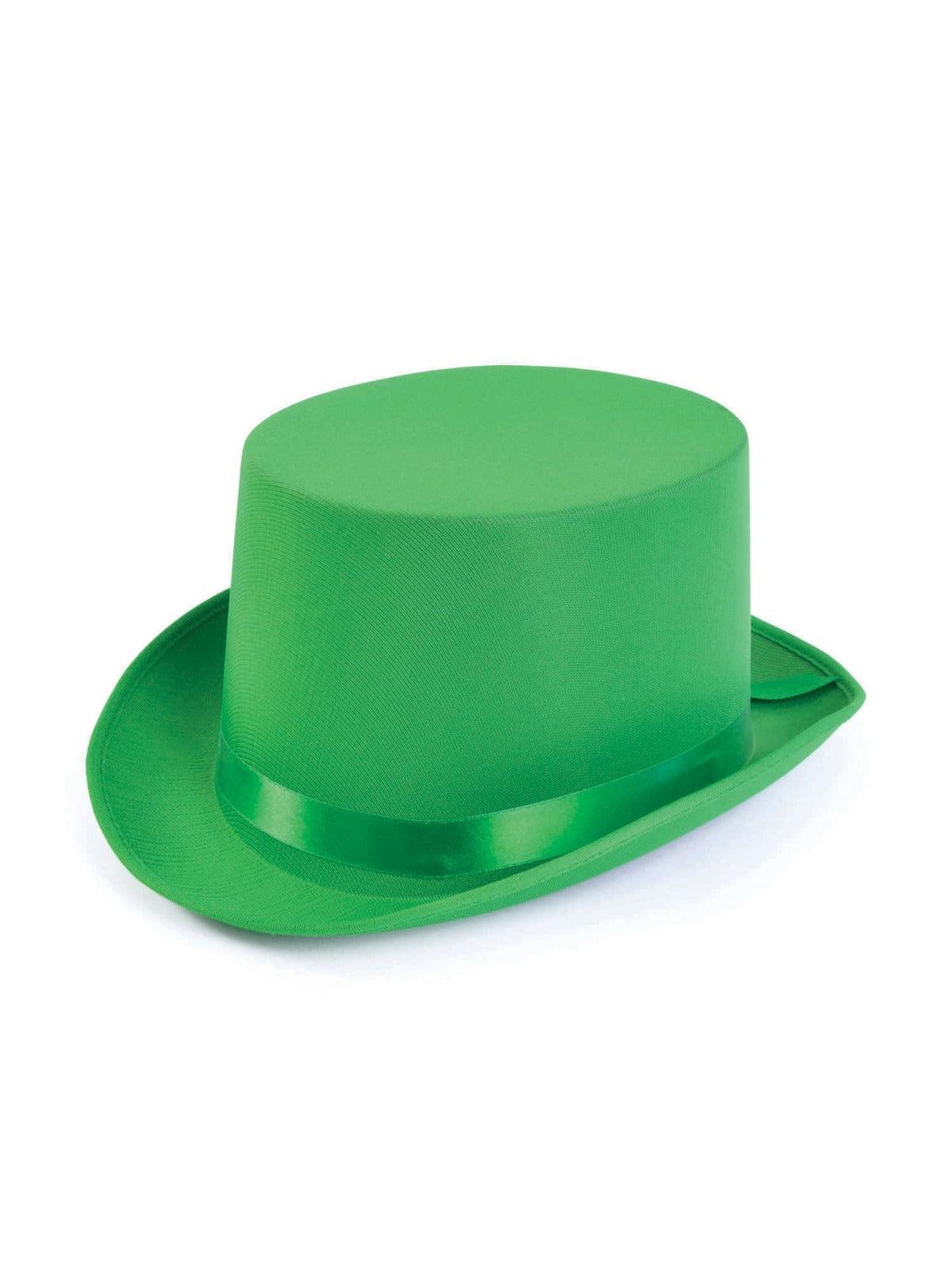 Adults Green Satin Top Hat with Ribbon – Fancy Dress Party Hat