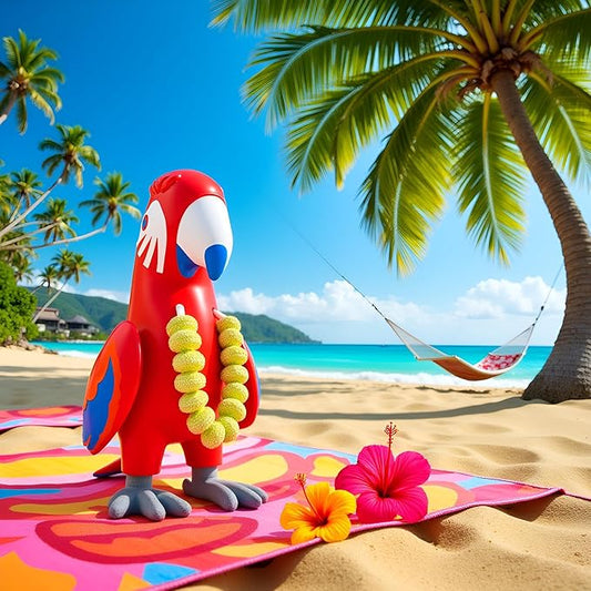 Inflatable Parrot Toy (48cm) – Blow-Up Bird Prop for Tropical Parties, Hawaiian Luau Decorations, Beach Fun, Fancy Dress Accessories, Summer Events & Kids Birthday Parties