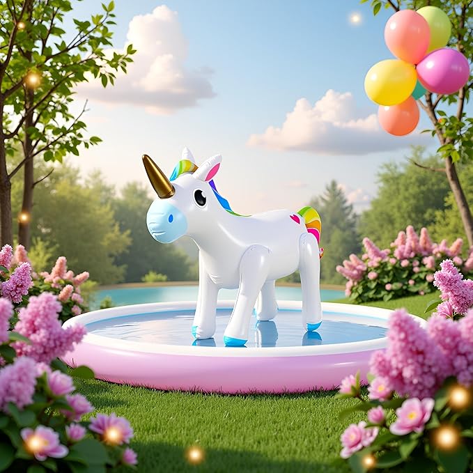 Inflatable Unicorn Toy (53 x 35cm) – Party Prop for Kids, Paddling Pools, Unicorn-Themed Birthday Celebrations, Photo Booth Fun & Indoor/Outdoor Decorations