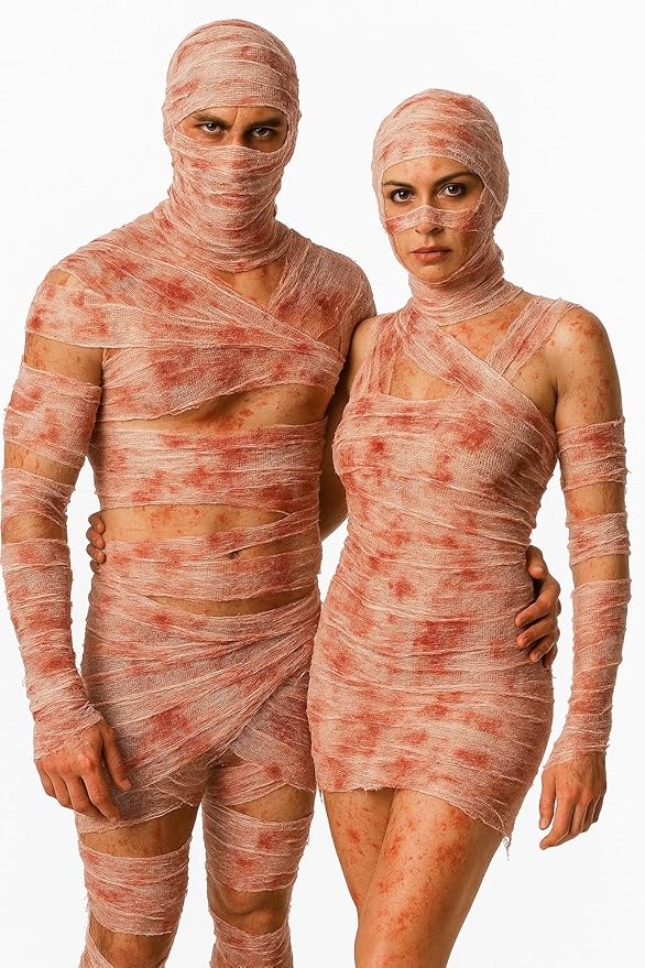 Bloody Bandage Set (2 x 1.5m) – Halloween Fancy Dress Costume Accessory for Couples – Horror Mummy Zombie Wrap Decoration