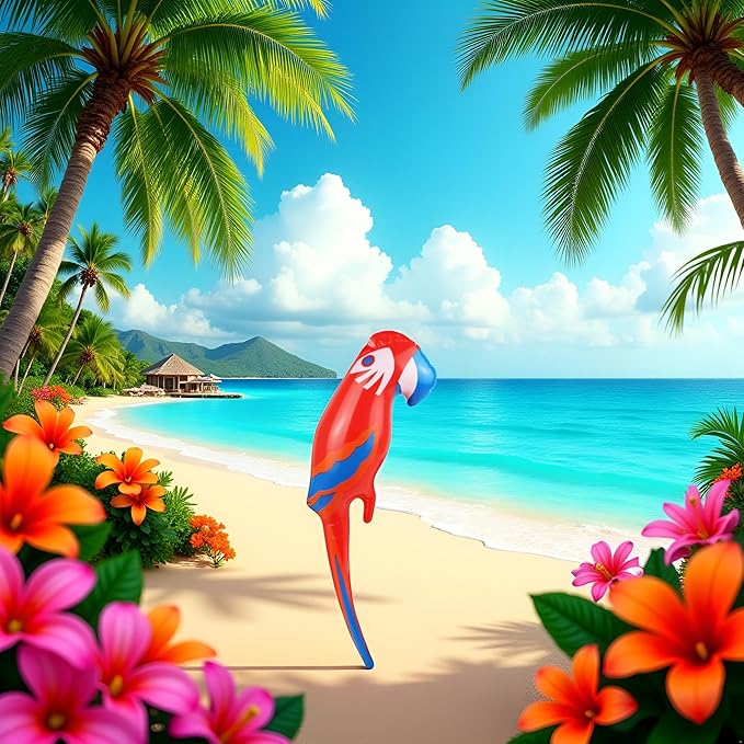 Inflatable Parrot Toy (48cm) – Blow-Up Bird Prop for Tropical Parties, Hawaiian Luau Decorations, Beach Fun, Fancy Dress Accessories, Summer Events & Kids Birthday Parties