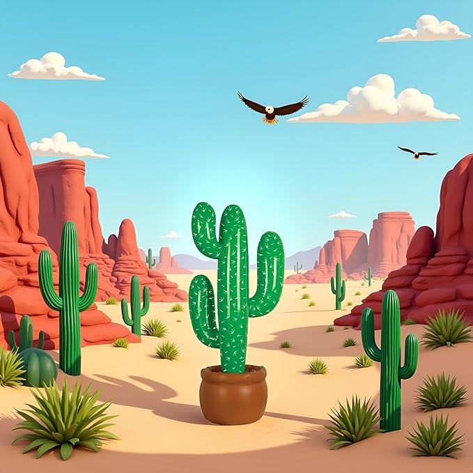 labreeze Inflatable Cactus (86cm) – Blow-Up Western Party Decoration for Cowboy Theme, Fiesta, Luau, Summer BBQ & Photo Booth Props