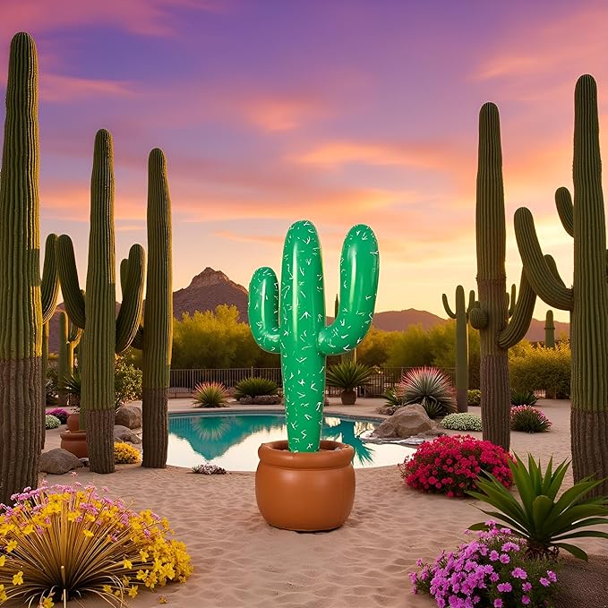 labreeze Inflatable Cactus (86cm) – Blow-Up Western Party Decoration for Cowboy Theme, Fiesta, Luau, Summer BBQ & Photo Booth Props
