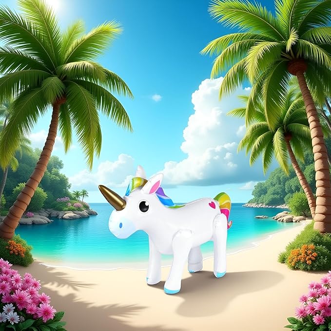 Inflatable Unicorn Toy (53 x 35cm) – Party Prop for Kids, Paddling Pools, Unicorn-Themed Birthday Celebrations, Photo Booth Fun & Indoor/Outdoor Decorations