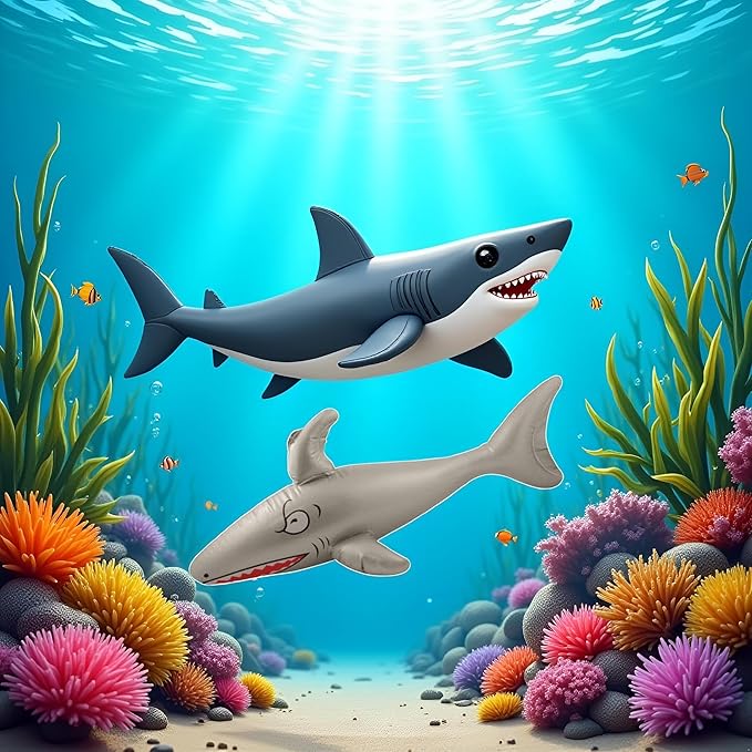 Inflatable Shark Toy (90cm) – Blow-Up Pool Party Prop for Kids, Beach Fun, Ocean-Themed Birthday Decorations, Summer Events, Photo Booths & Outdoor Play Activities