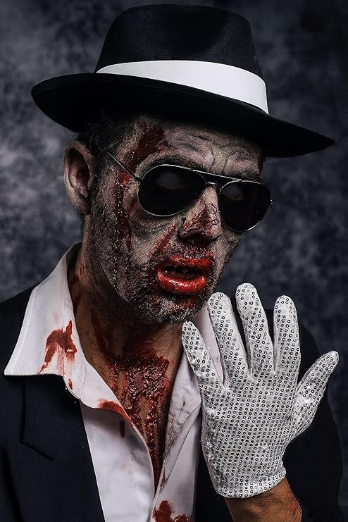 labreeze Halloween Gangster Costume Accessories Set – Al Capone Hat, Aviator Glasses, Sequin Glove & Fake Blood Tube – Men’s Fancy Dress Kit for Parties & Cosplay