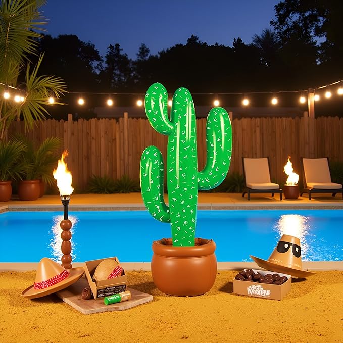 labreeze Inflatable Cactus (86cm) – Blow-Up Western Party Decoration for Cowboy Theme, Fiesta, Luau, Summer BBQ & Photo Booth Props