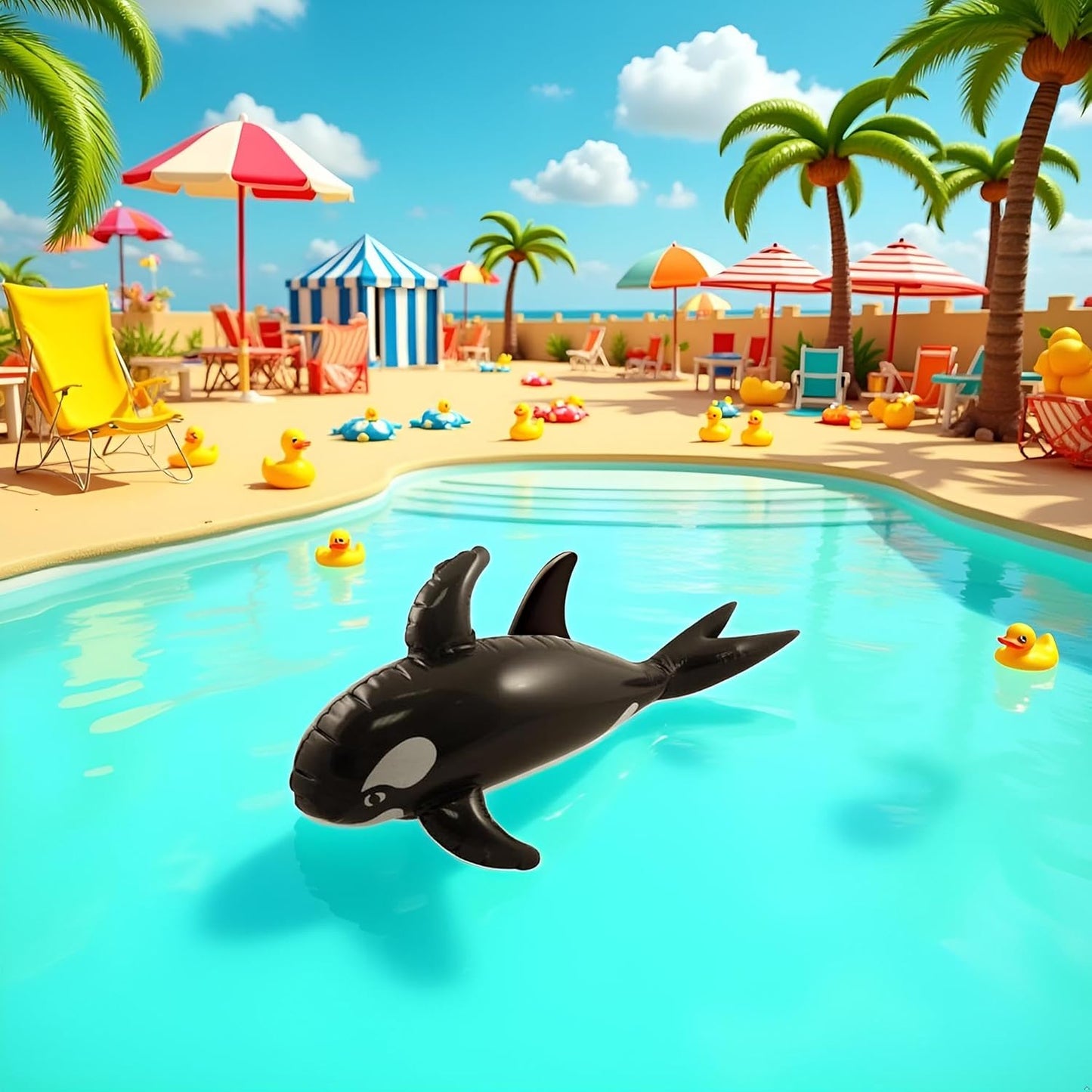 Inflatable Whale Toy (85cm) – Blow-Up Party Prop for Kids, Paddling Pools, Beach Fun, Under the Sea Birthday Decorations, Photo Booth Accessory & Summer Outdoor Play