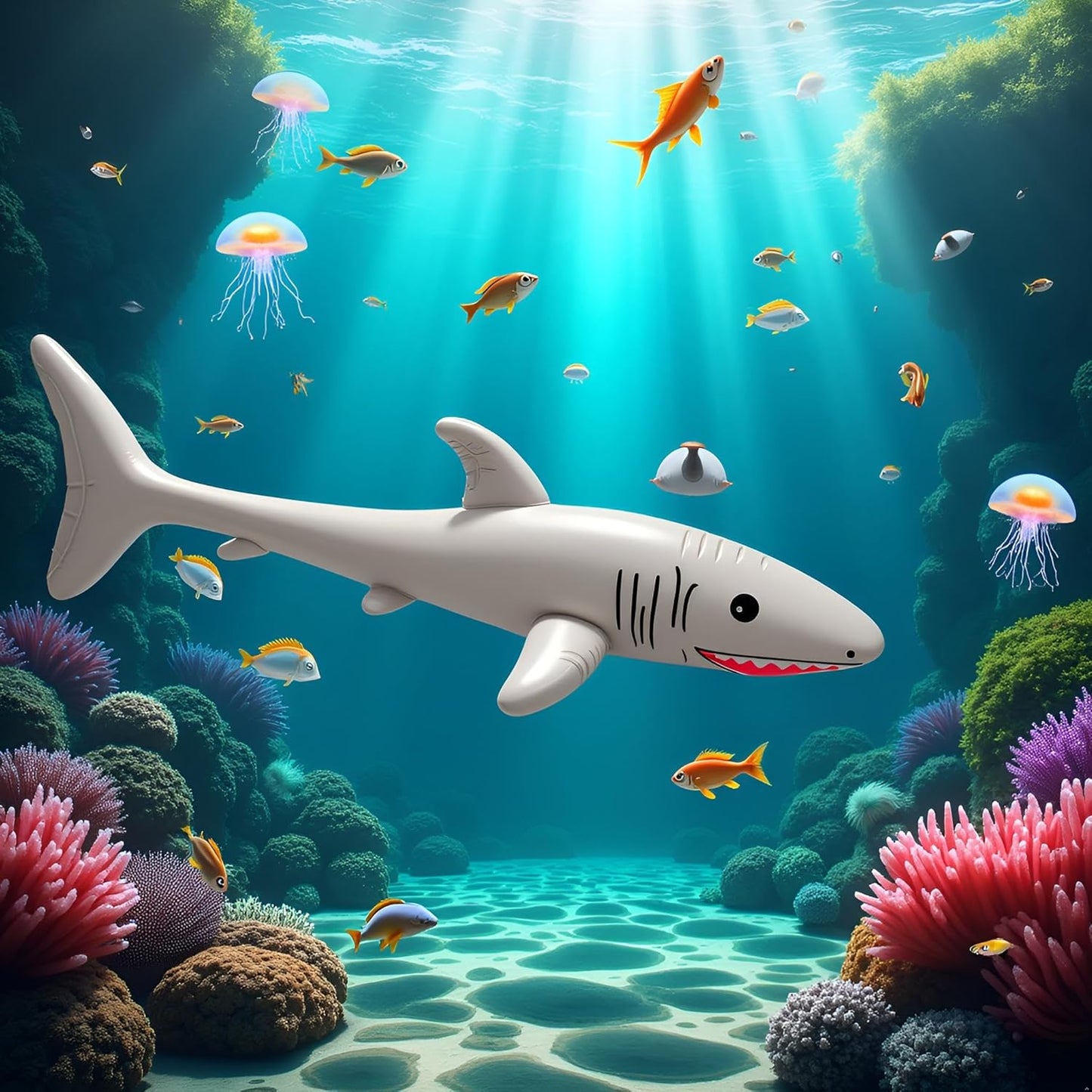 Inflatable Shark Toy (90cm) – Blow-Up Pool Party Prop for Kids, Beach Fun, Ocean-Themed Birthday Decorations, Summer Events, Photo Booths & Outdoor Play Activities