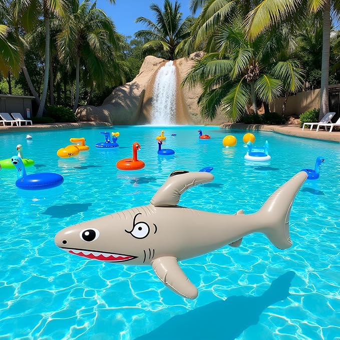 Inflatable Shark Toy (90cm) – Blow-Up Pool Party Prop for Kids, Beach Fun, Ocean-Themed Birthday Decorations, Summer Events, Photo Booths & Outdoor Play Activities